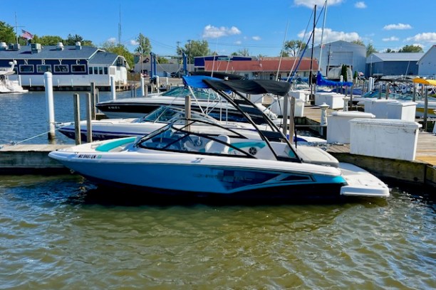 a boat docked at a dock