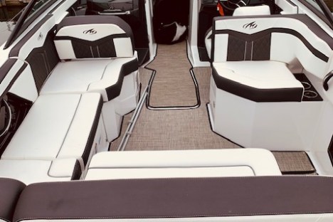 a chair sitting in front of a car